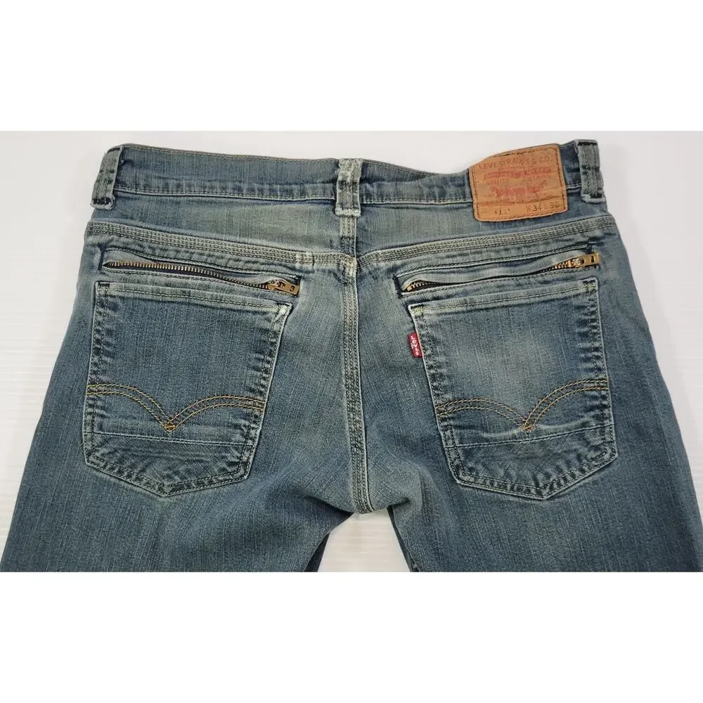 L26) Levi's 511 Men Zip Pocket Blue Denim Wash Jeans 34 x 30